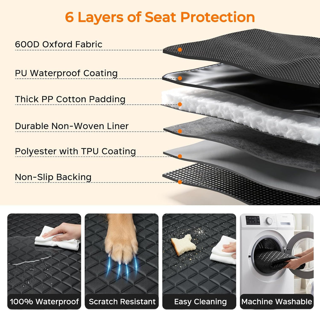 Dog Car Seat Cover for Back Seat, Waterproof Car Seat Protector