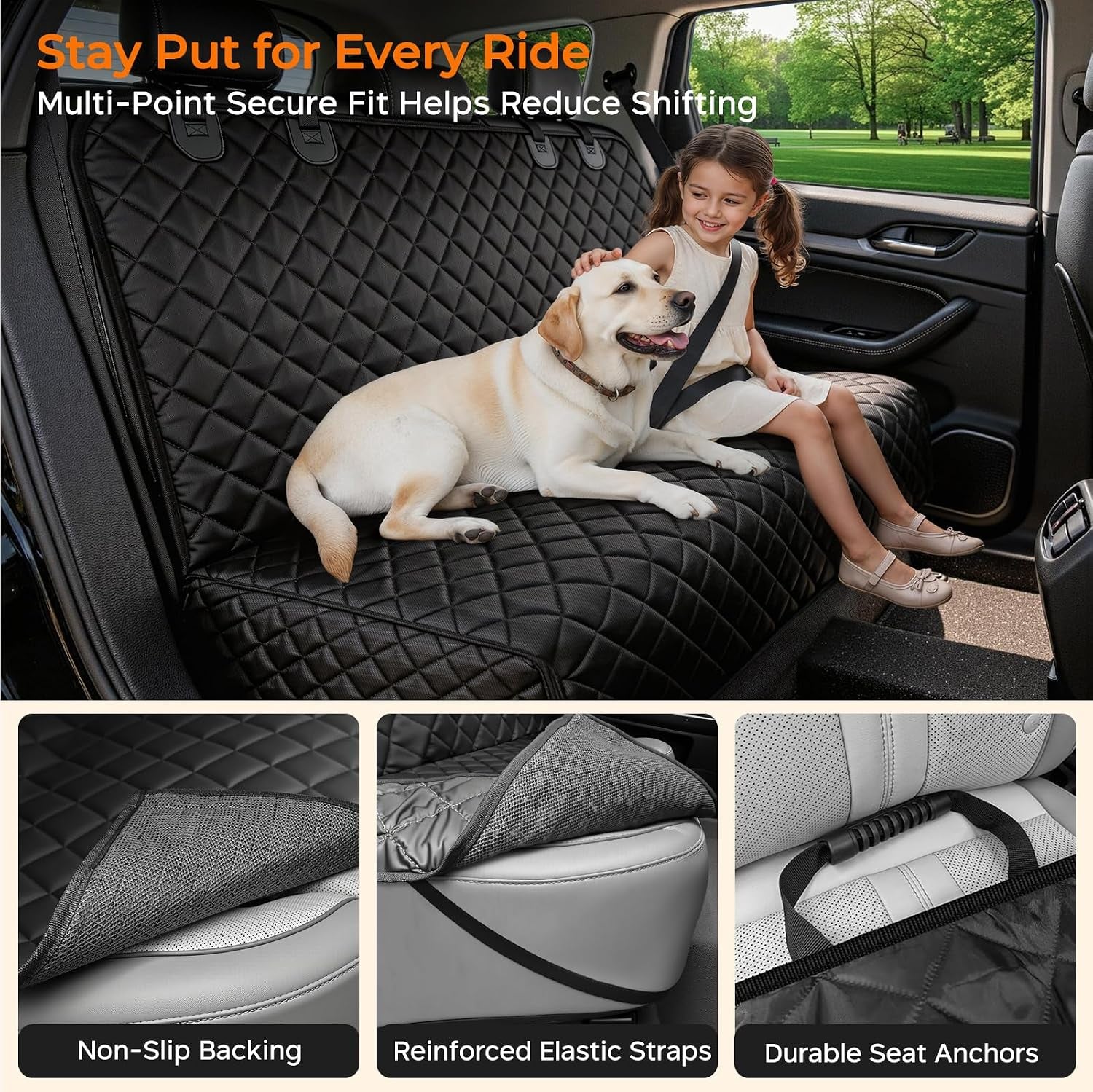 Dog Car Seat Cover for Back Seat, Waterproof Car Seat Protector