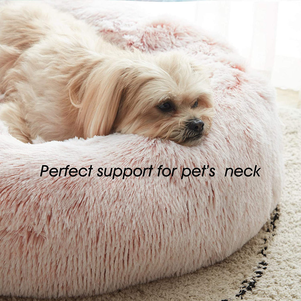 Western Home Calming Donut Cat Bed Small Dog Bed Washable,20" Pink