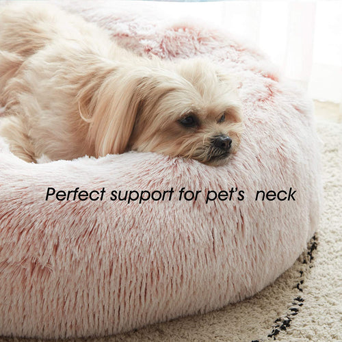 Western Home Calming Donut Cat Bed Small Dog Bed Washable,20" Pink
