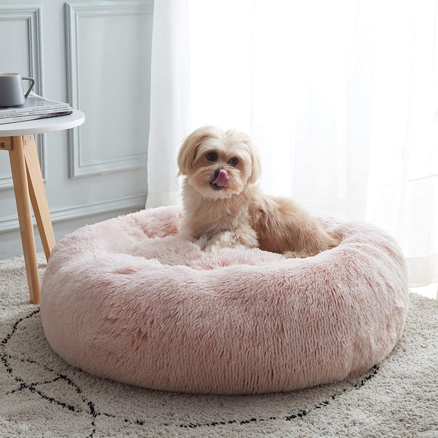 Western Home Calming Donut Cat Bed Small Dog Bed Washable,20" Pink