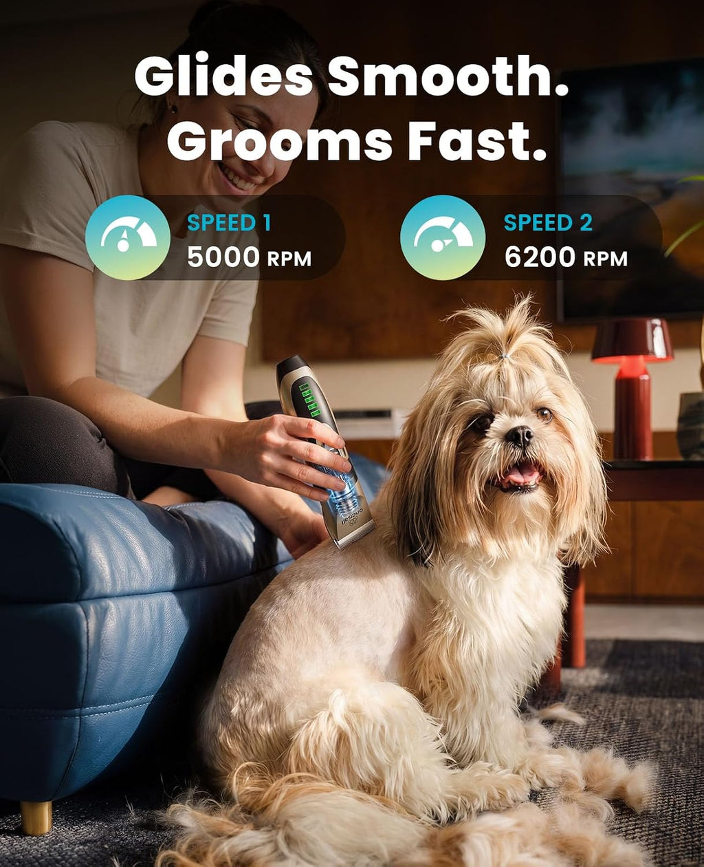 Dog Grooming Clippers with LED Display for Dogs & Cats