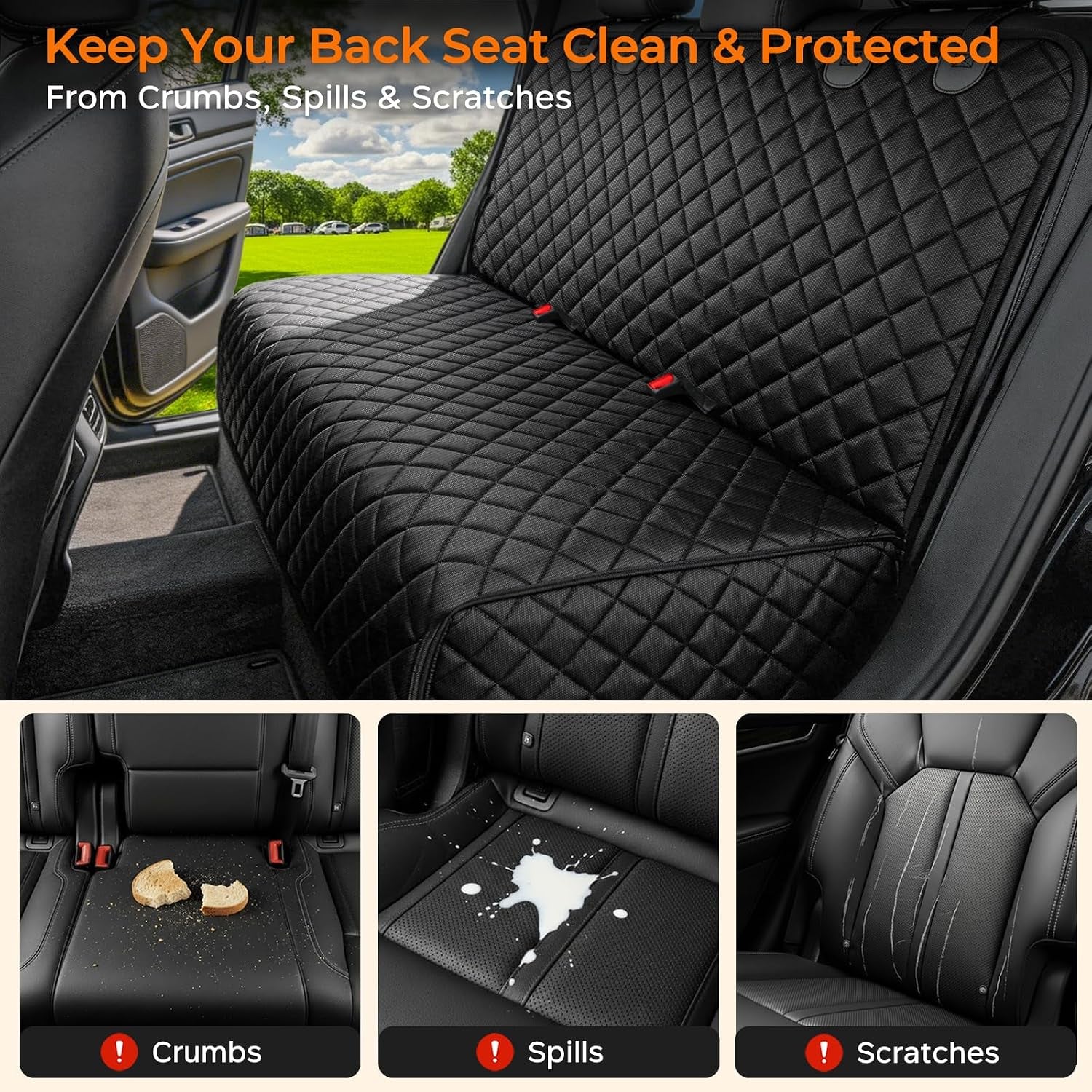 Dog Car Seat Cover for Back Seat, Waterproof Car Seat Protector